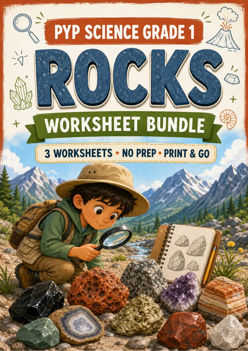 Rocks Worksheets | Grade 1 PYP Science grade 1 printable PDF preview