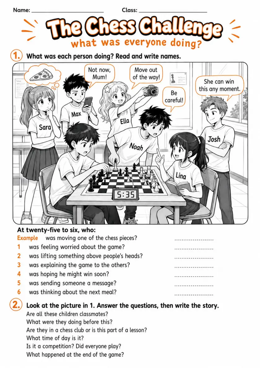 Cambridge Flyers - The Chess Challenge | Free Worksheet primary printable PDF preview