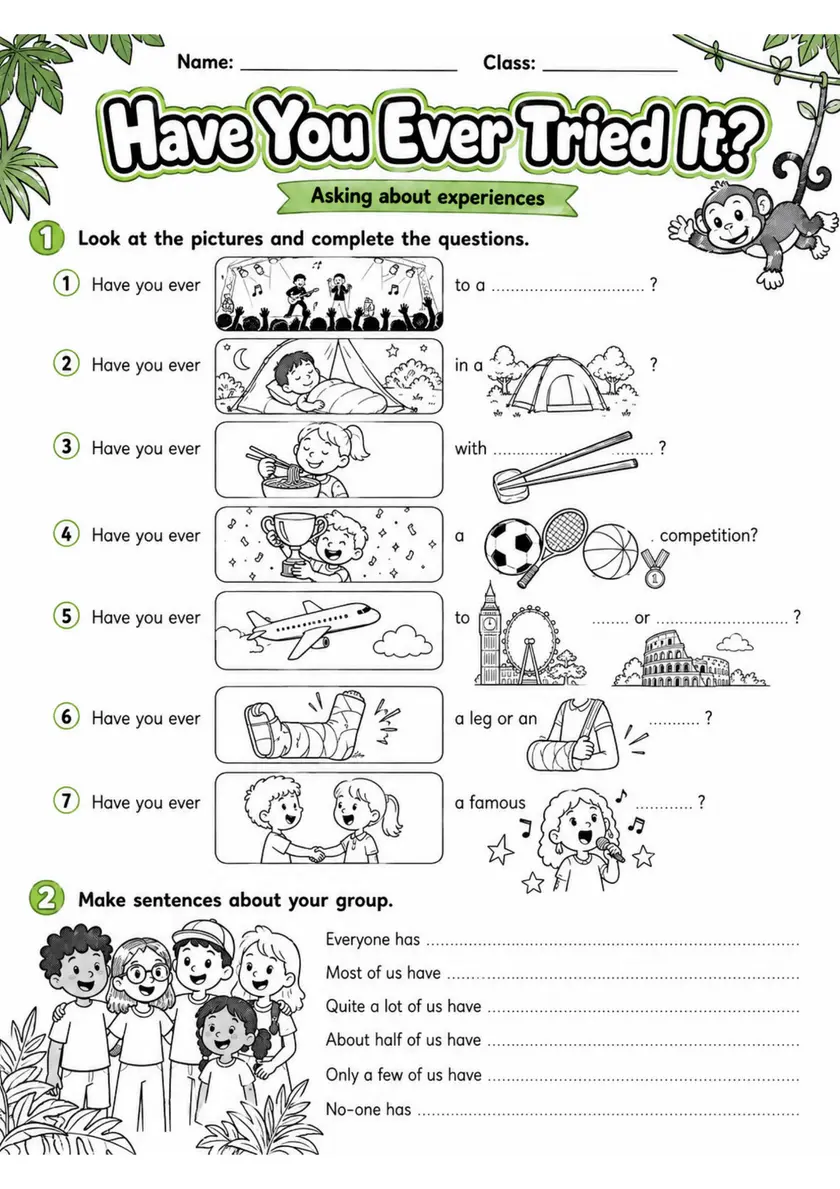 Cambridge Flyers - Have You Ever Tried It? | Free Worksheet primary printable PDF preview