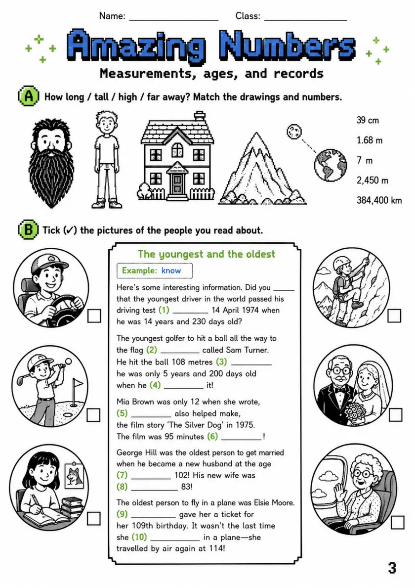 Cambridge Flyers - Amazing Numbers | Free Worksheet primary printable PDF preview