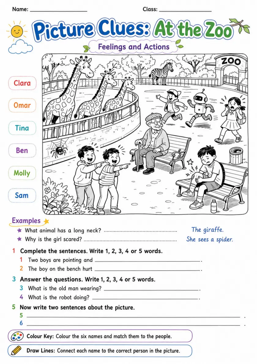 Cambridge MOVERS - Picture Clues: At the Zoo | Free Worksheet primary printable PDF preview