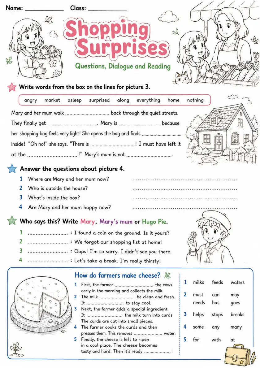 Cambridge MOVERS - Shopping Surprises | Free Worksheet primary printable PDF preview