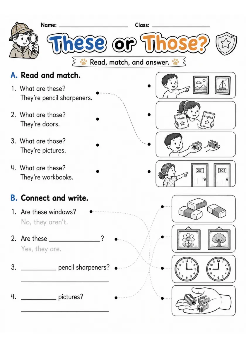 These Or Those? | Grades 2-3 Grammar Worksheet grades 2 3 printable PDF preview