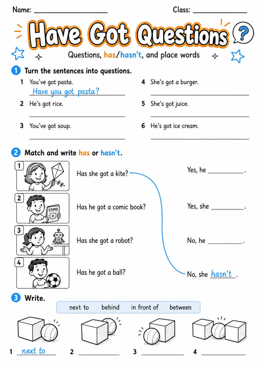 Have Got Questions? | Grades 2-3 Grammar Worksheet grades 2 3 printable PDF preview