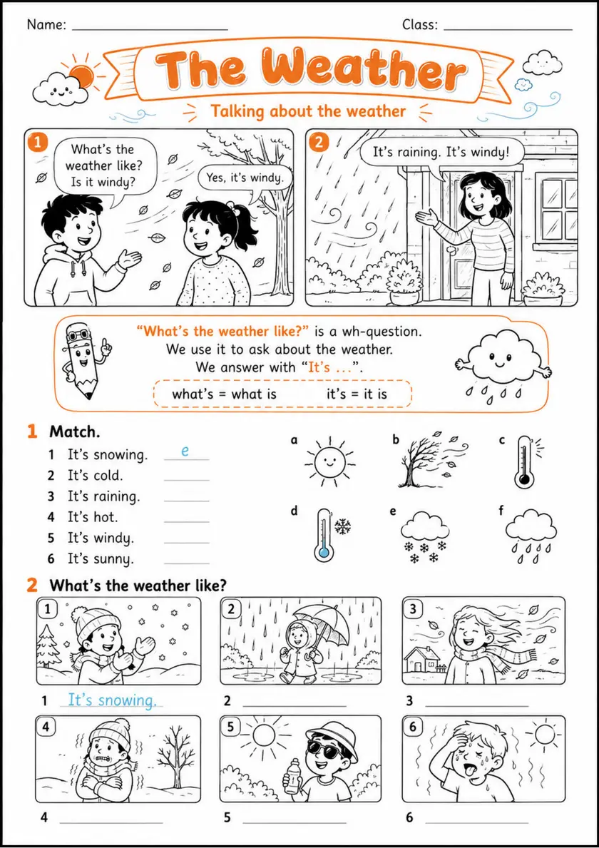 The Weather | Grades 2-3 Grammar Worksheet grades 2 3 printable PDF preview