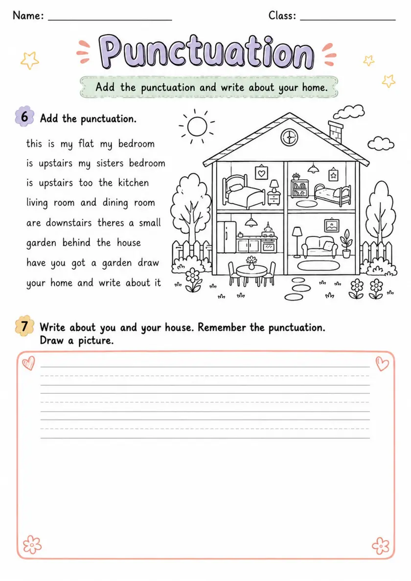 Punctuation 2 | Grades 2-3 Writing Worksheet grades 2 3 printable PDF preview