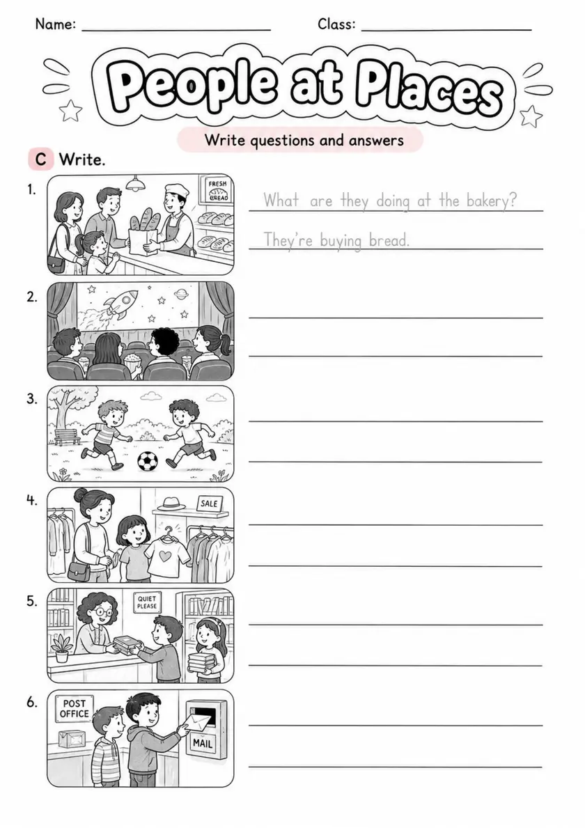 People At Places | Grade 2 Vocabulary Worksheet grade 2 printable PDF preview