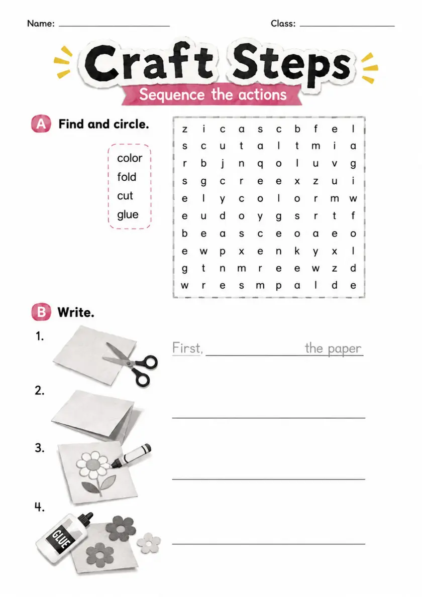 Craft Steps | Grade 2 English Language Arts Worksheet grade 2 printable PDF preview