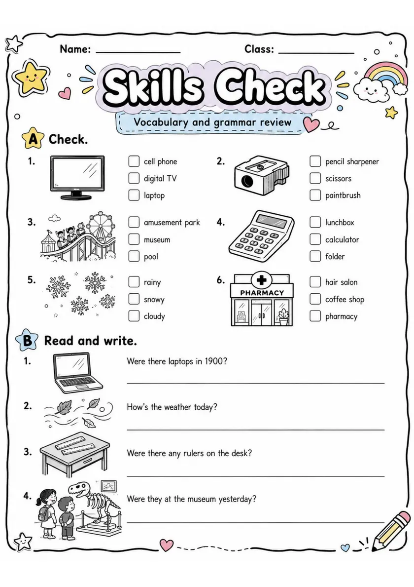 Skills Check | Grade 2 English Language Arts Worksheet grade 2 printable PDF preview