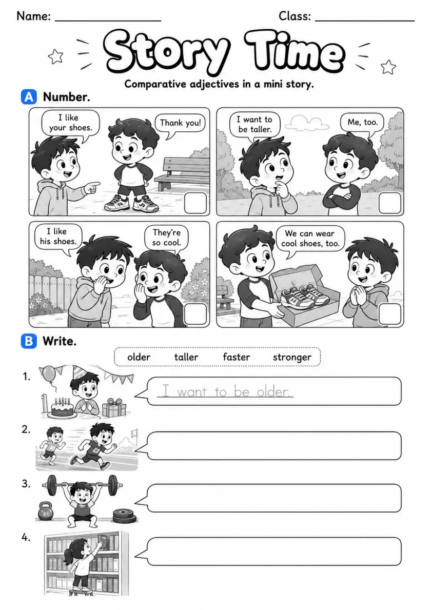 Story Time | Grade 2 Grammar Worksheet grade 2 printable PDF preview