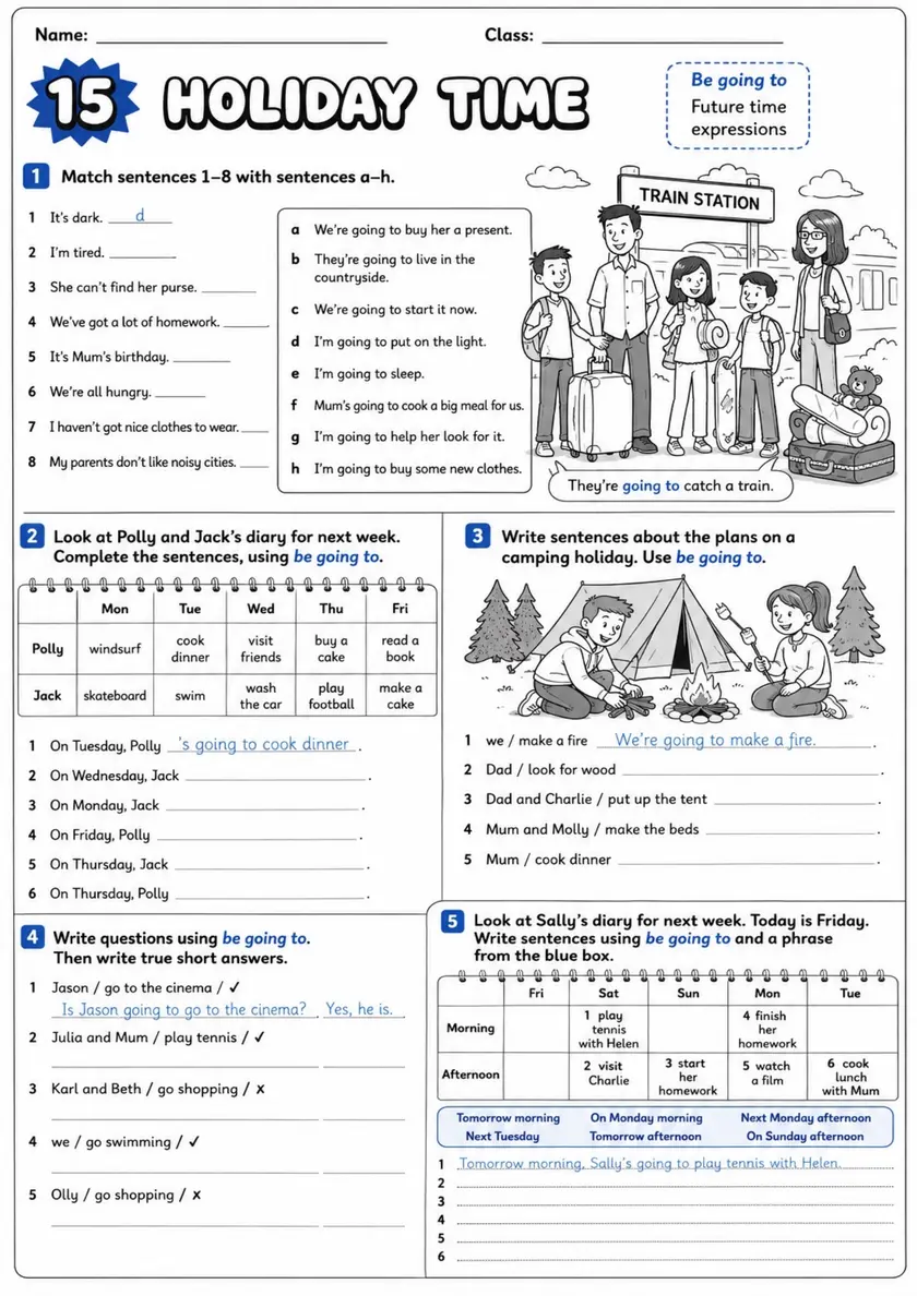 Be Going To Future: Holiday Time | Grades 3-4 Grammar Worksheet grades 3 4 printable PDF preview