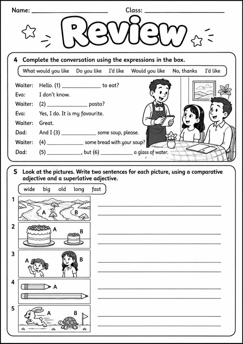 Review | Grades 3-4 Grammar Worksheet grades 3 4 printable PDF preview