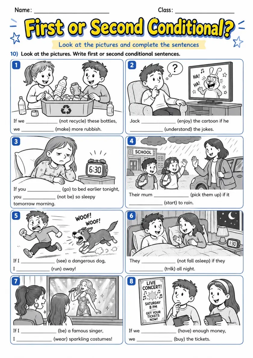 Mixed Conditionals: First Or Second Conditional? | Grades 5-6 Grammar Worksheet grades 5 6 printable PDF preview