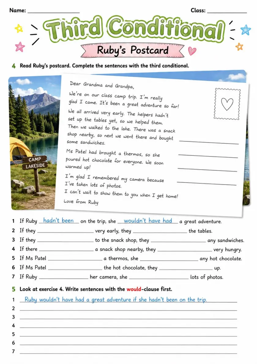 Third Conditional 3 | Grades 5-6 Grammar Worksheet grades 5 6 printable PDF preview