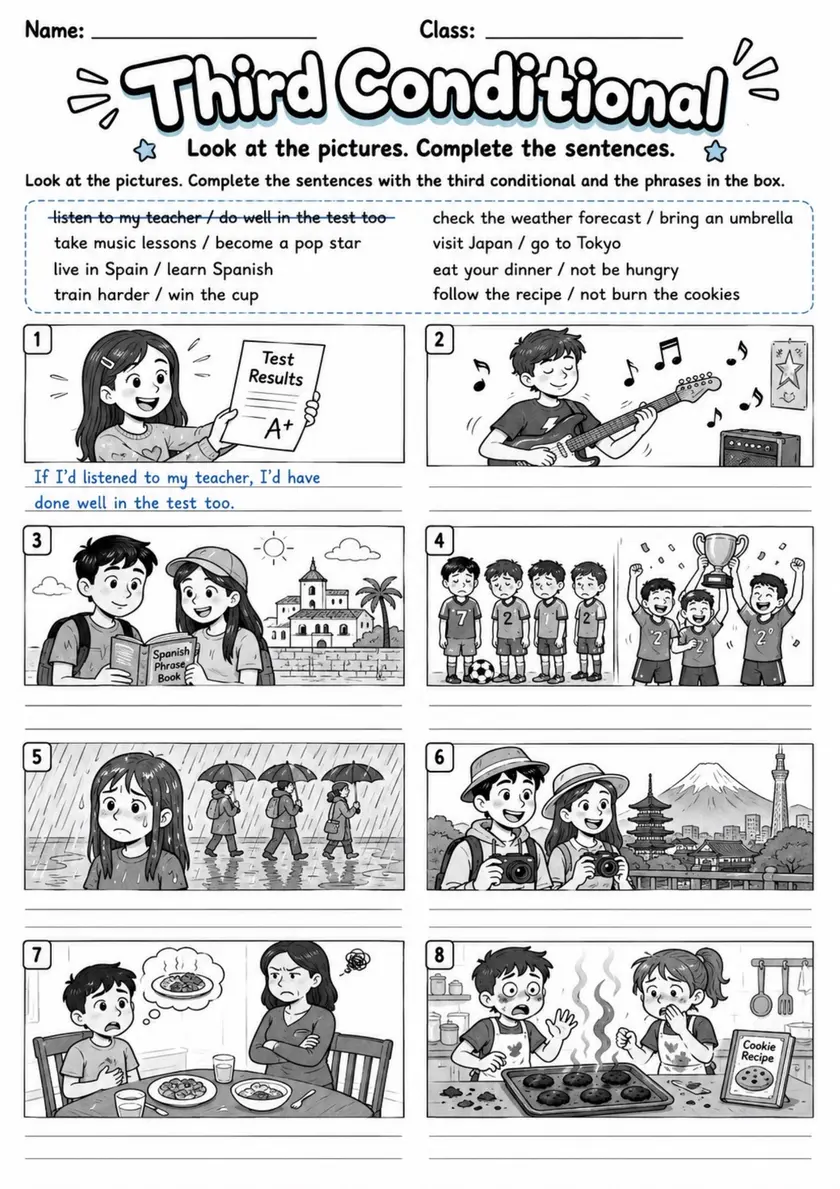Third Conditional 4 | Grades 5-6 Grammar Worksheet grades 5 6 printable PDF preview
