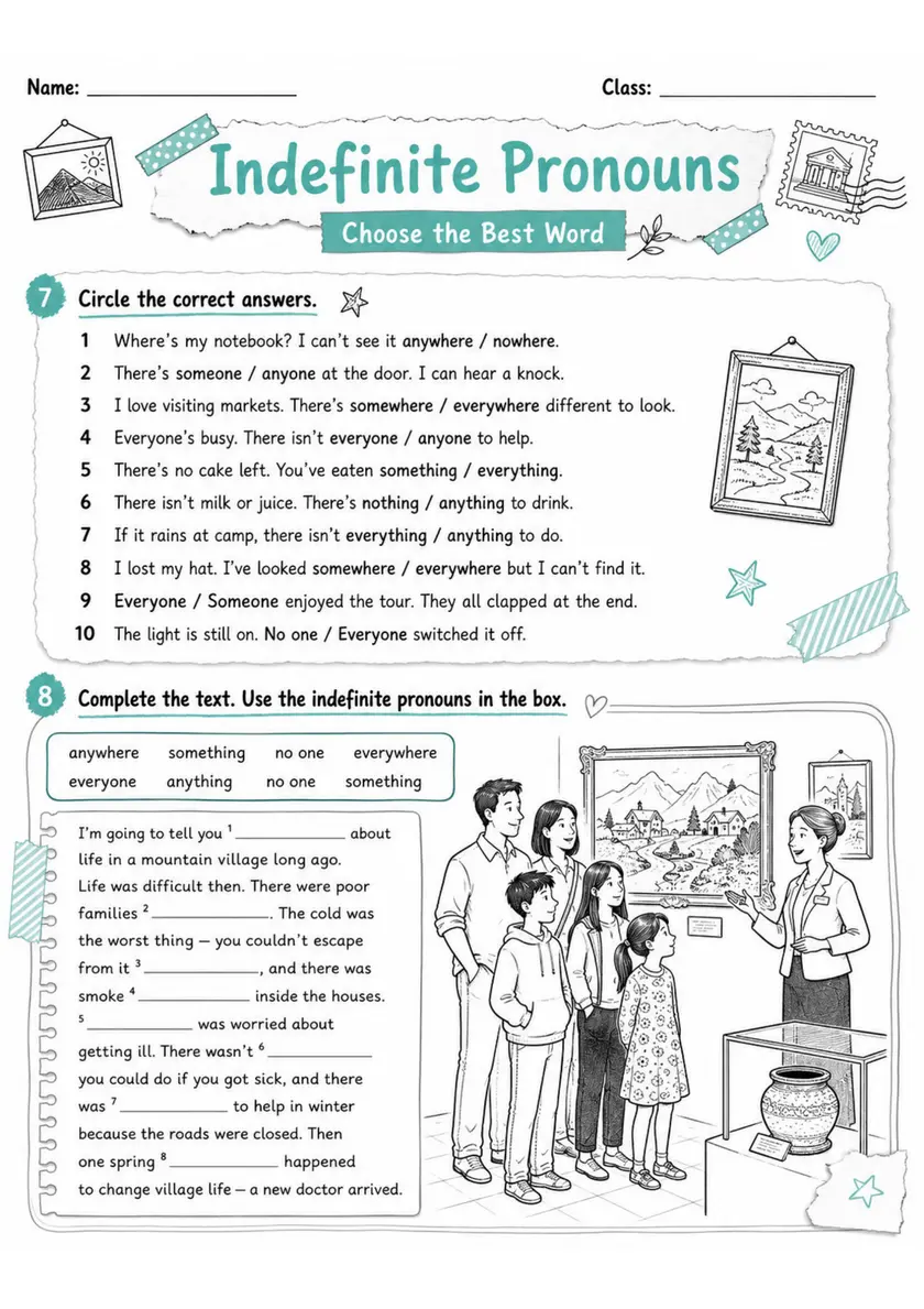 Indefinite Pronouns 2 | Grade 5 Grammar Worksheet grade 5 printable PDF preview