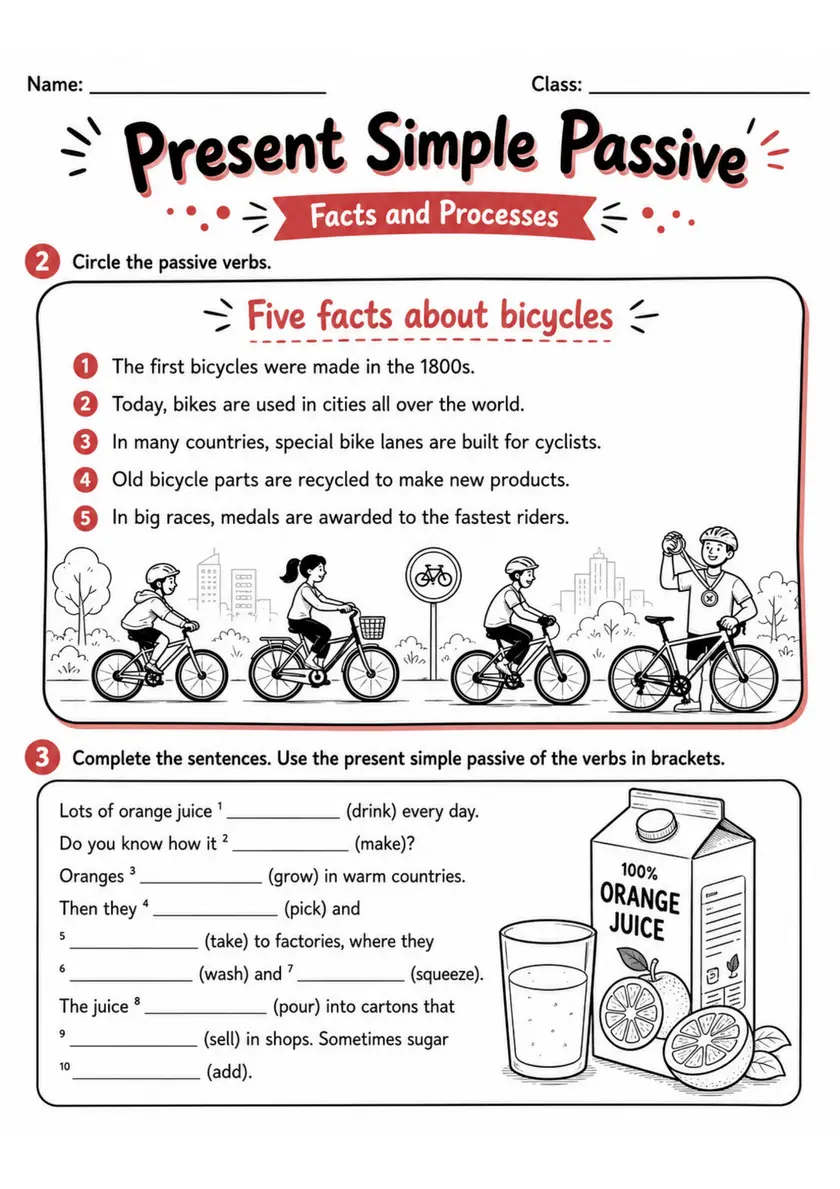 Present Simple Passive′ | Grade 5 Grammar Worksheet - WKS-ELA-grade-5-GRM-0077-EN grade 5 printable PDF preview