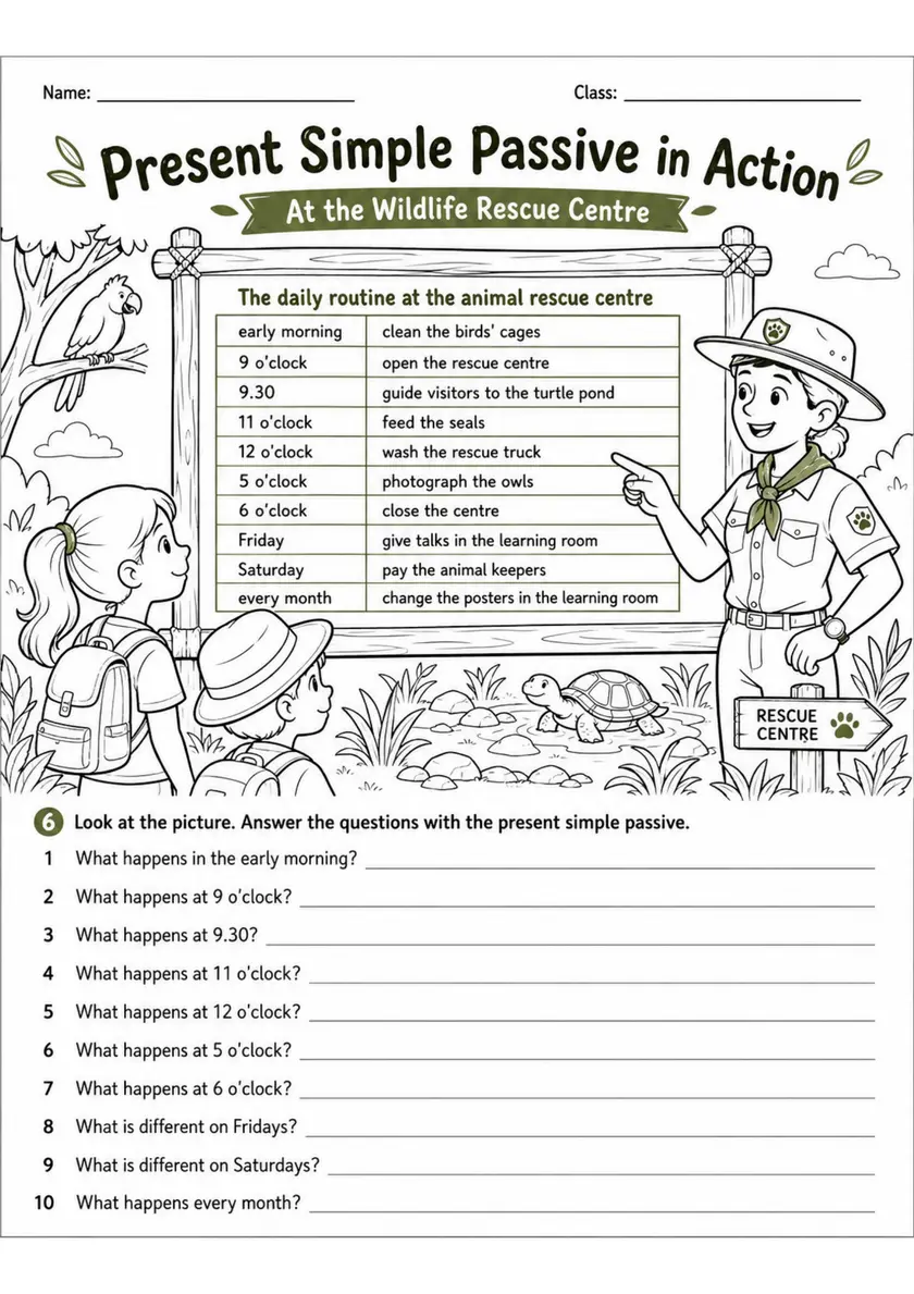 Present Simple Passive In Action | Grade 5 Grammar Worksheet grade 5 printable PDF preview