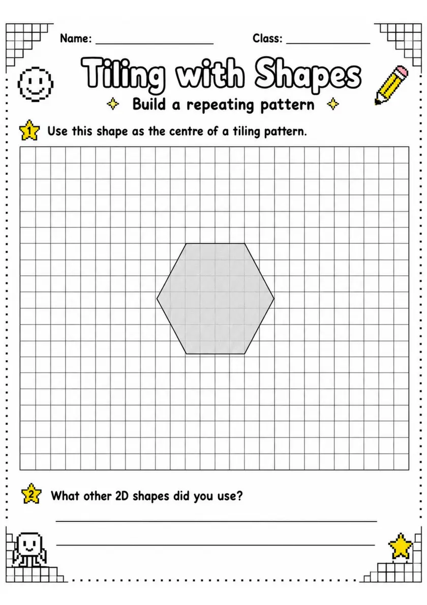 Tiling with Shapes - Grade 3 Math Worksheet grade 3 printable PDF preview