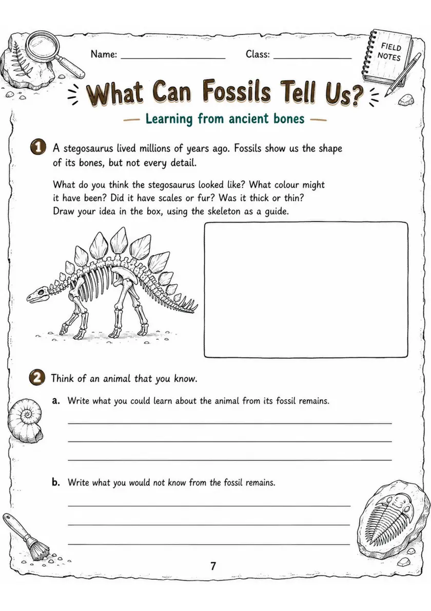 What Can Fossils Tell Us? - Grade 3 Science Worksheet grade 3 printable PDF preview