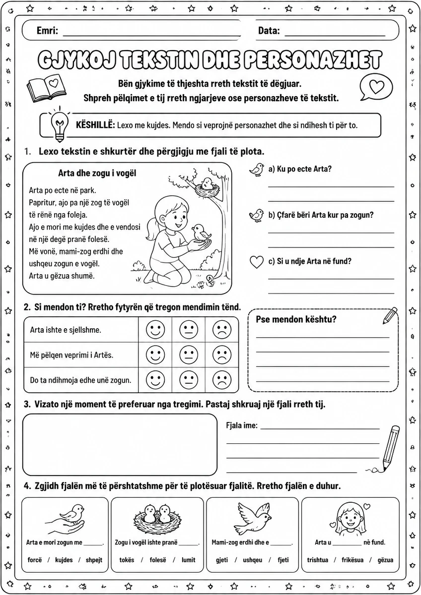 Gjykoj tekstin dhe personazhet