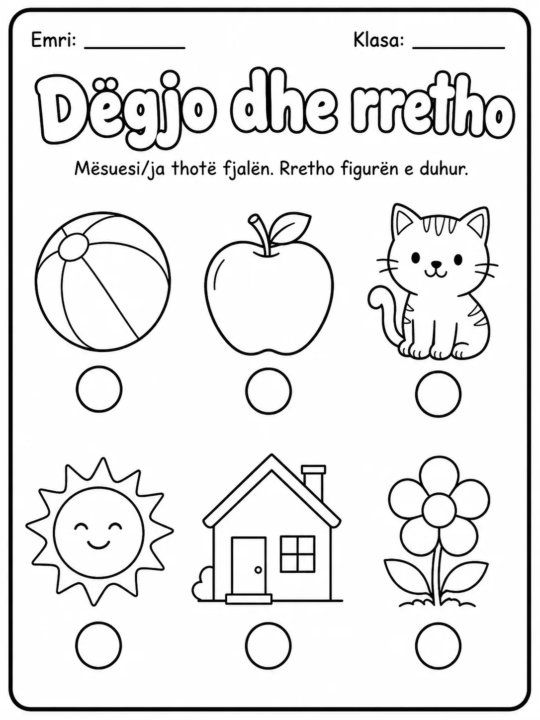 Dëgjo dhe rretho - Pako fletësh pune
