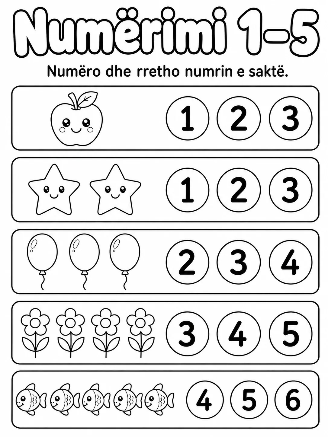 Numërimi 1-5 - Pako fletësh pune