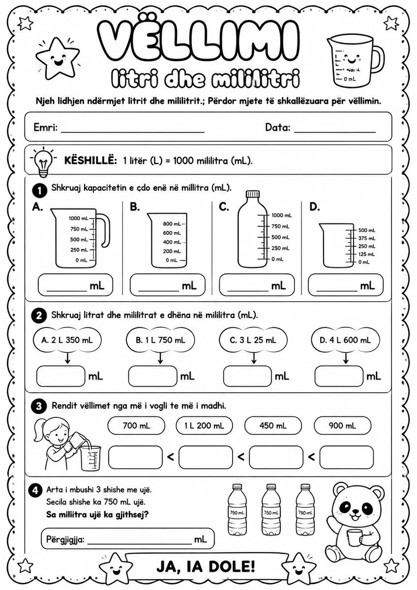 Vëllimi — litri dhe mililitri