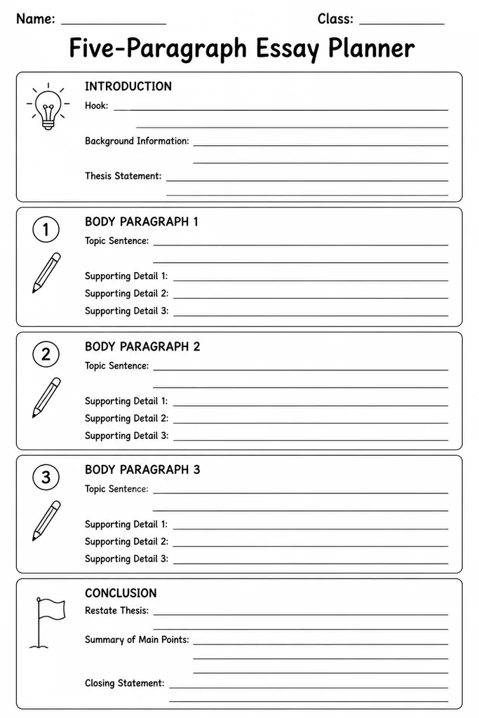Five-Paragraph Essay Planner