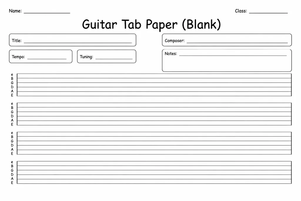 Guitar Tab Paper (Blank)