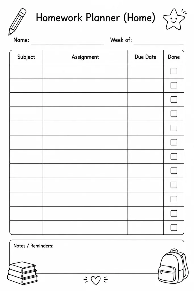 Homework Planner (Home)