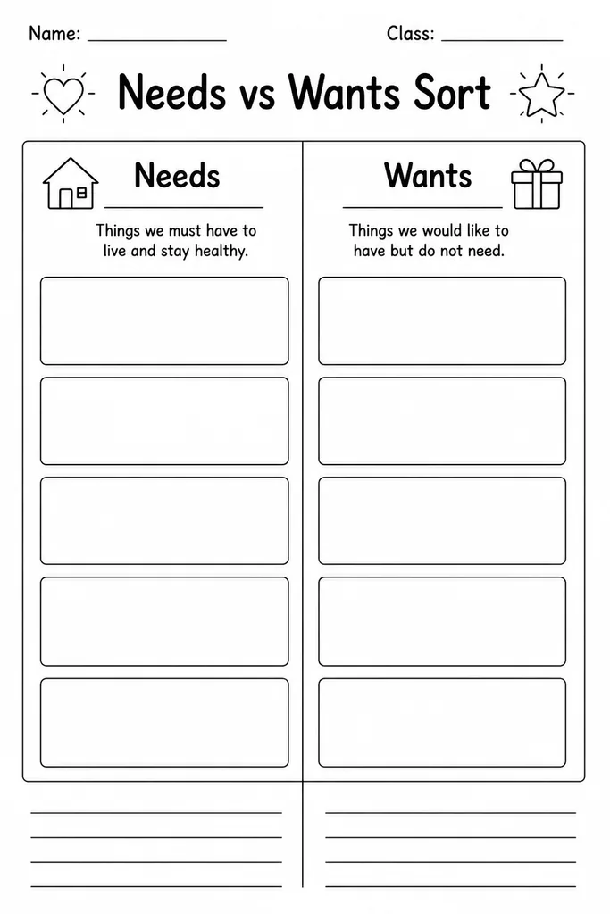 Needs vs Wants Sort