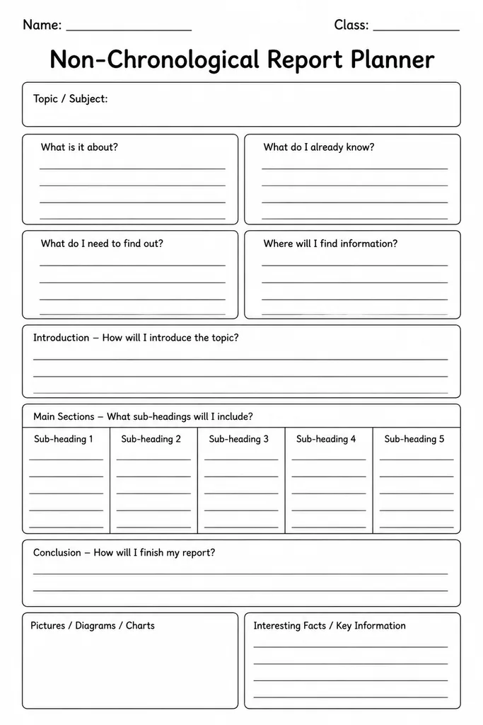Non-Chronological Report Planner