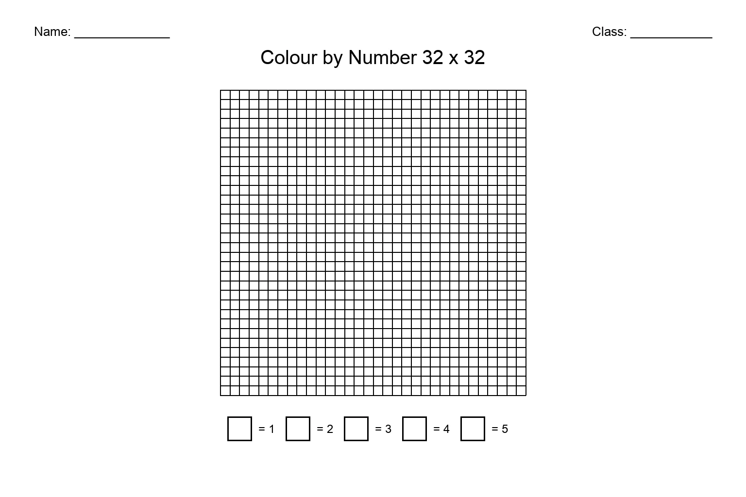 Pixel Colour-by-Number 32x32 (Blank)