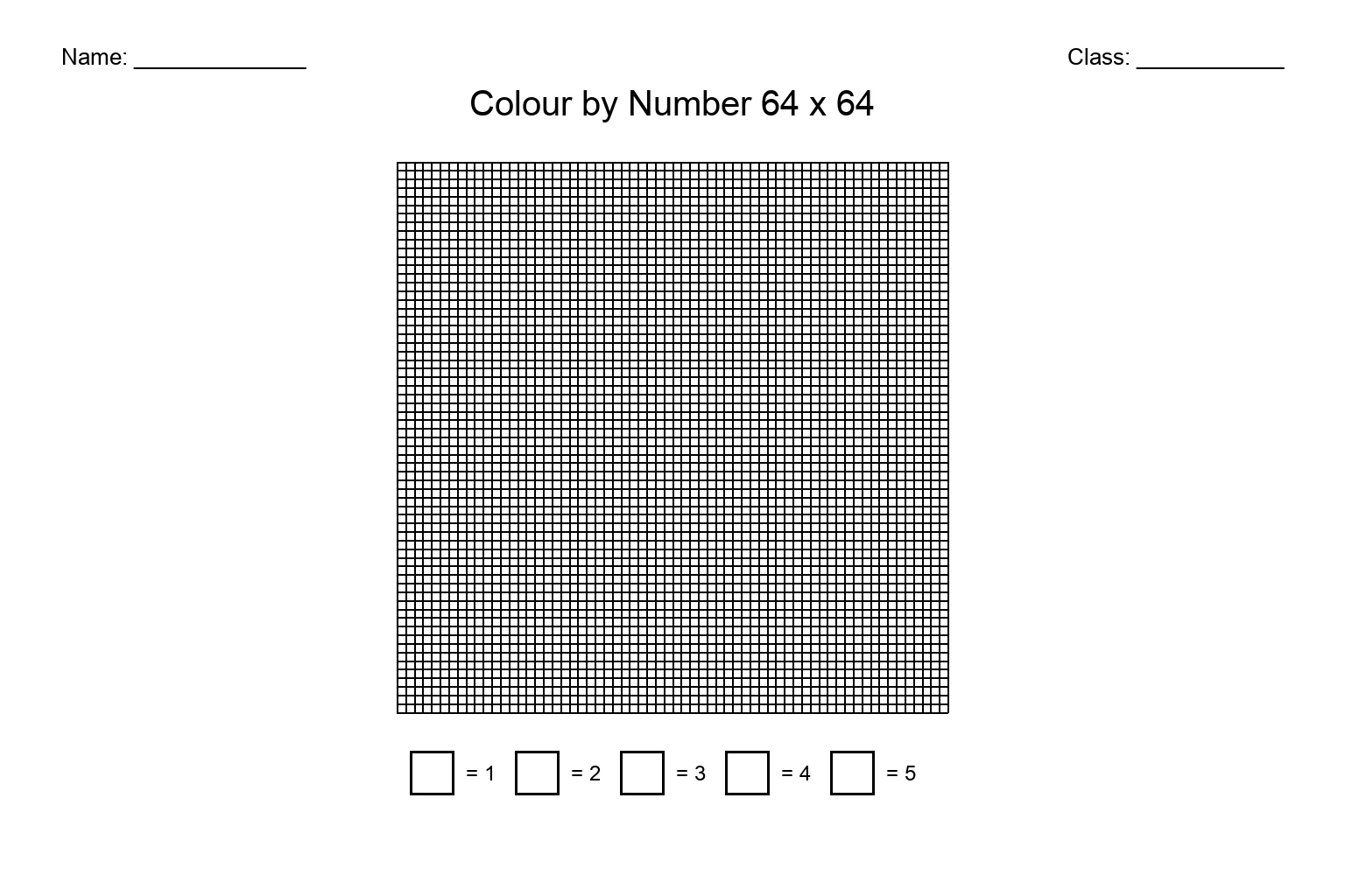 Pixel Colour-by-Number 64x64 (Blank)
