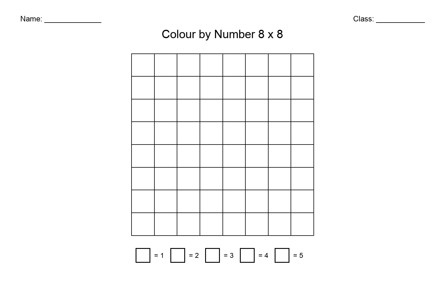 Pixel Colour-by-Number 8x8 (Blank)