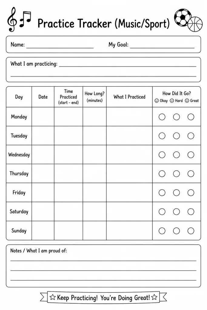 Practice Tracker (Music/Sport)