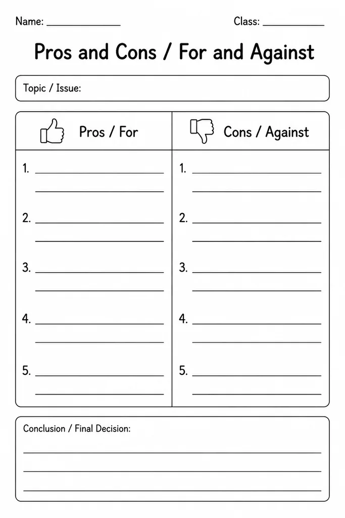 Pros and Cons / For and Against
