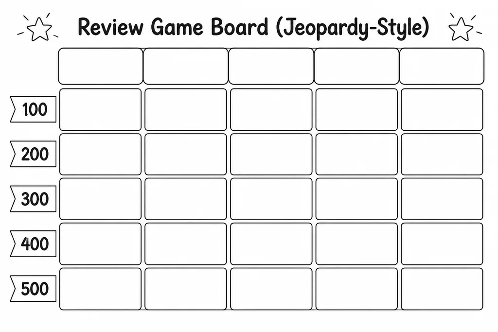 Review Game Board (Jeopardy-Style)
