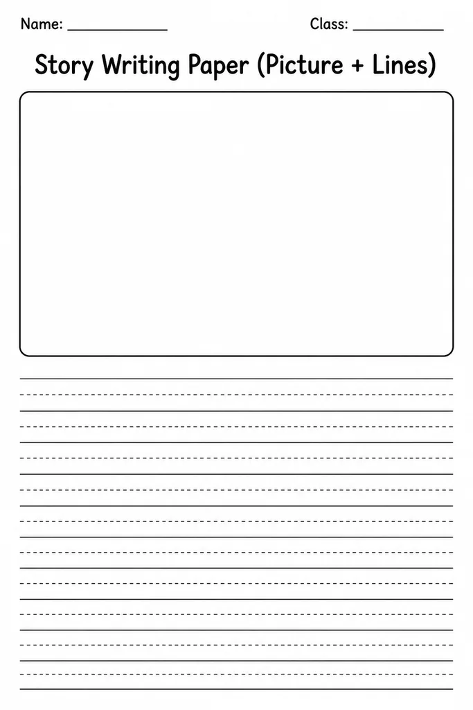 Story Writing Paper (Picture + Lines)