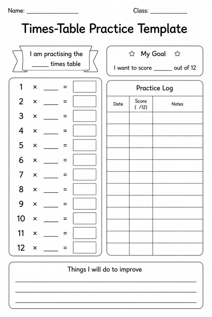 Times-Table Practice Template