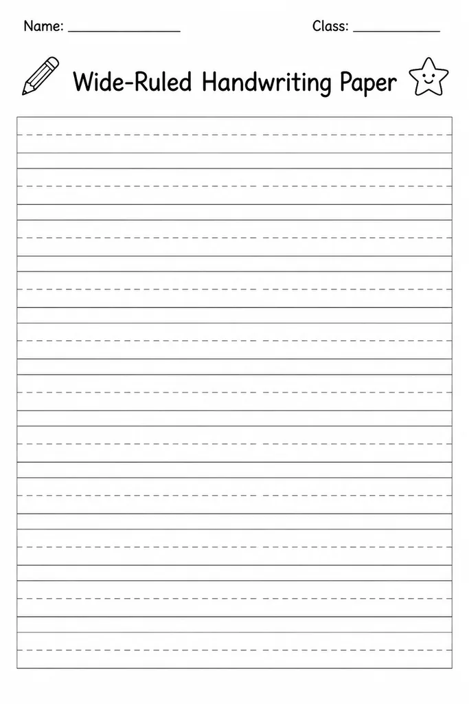 Wide-Ruled Handwriting Paper