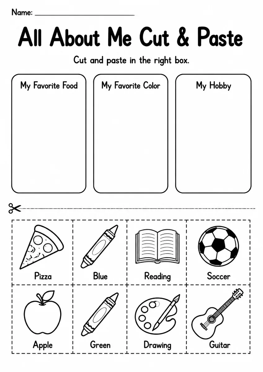 All About Me Cut & Paste — Grade 2