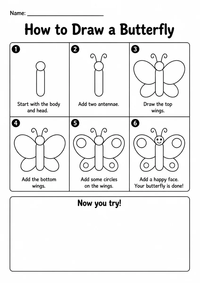 How to Draw a Butterfly — Grade 3