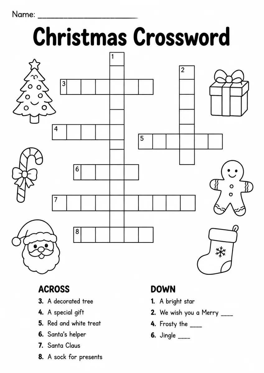 Christmas Crossword β Kindergarten