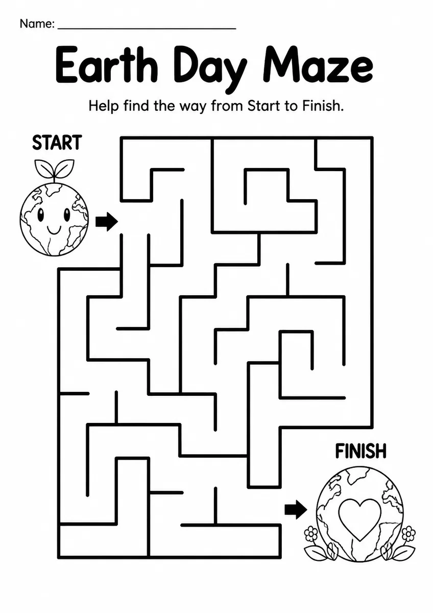 Earth Day Maze — Kindergarten