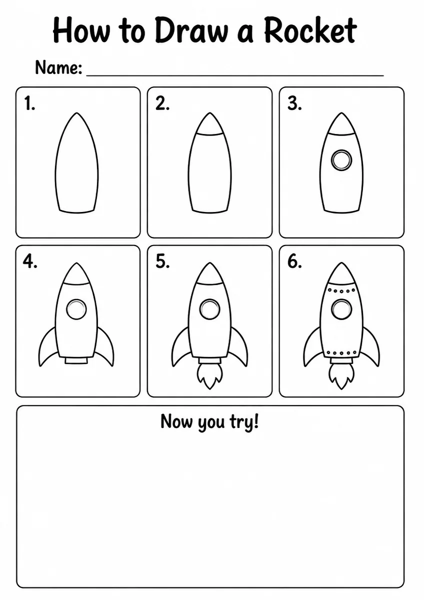 How to Draw a Rocket — Kindergarten