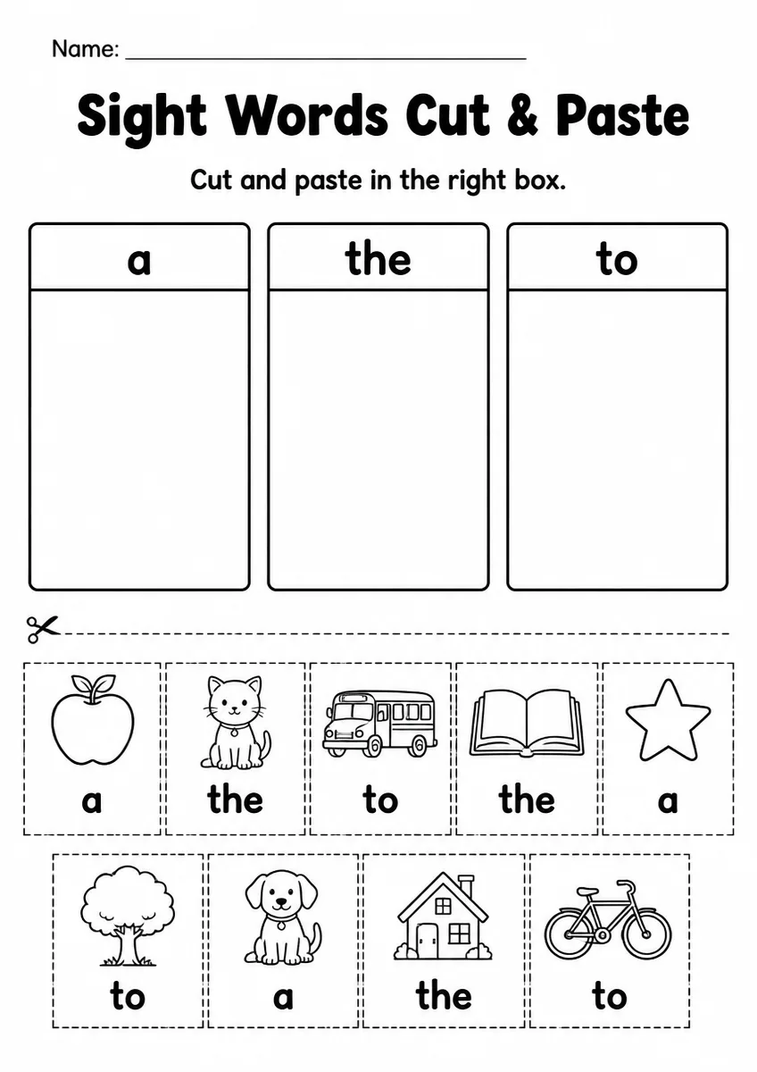 Sight Words Cut & Paste β Grade 3
