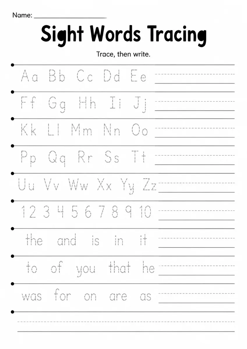 Sight Words Tracing — Grade 3