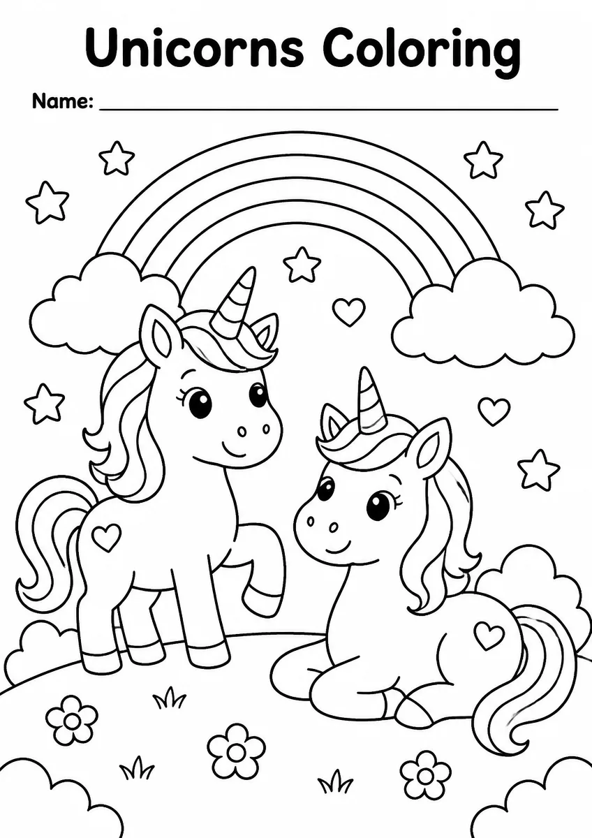 Unicorns Coloring Pages — Kindergarten